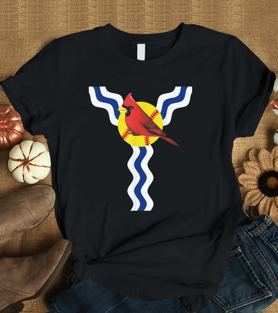 Saint Louis Red Cardinal Baseball Flag T-Shirt