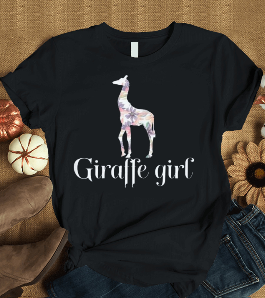 Giraffe Girl Floral T-Shirt