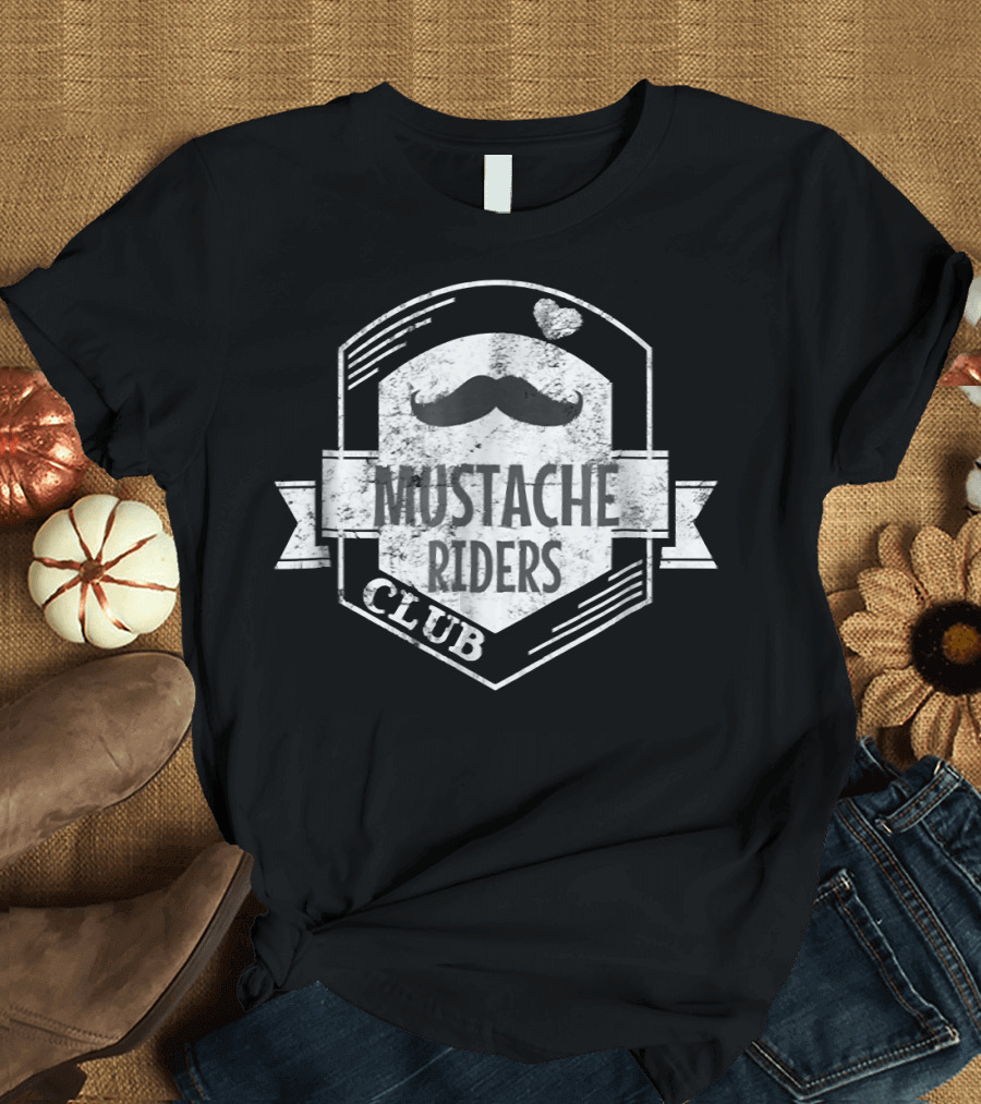 Mustache Riders Club Vintage Logo Badge T-Shirt