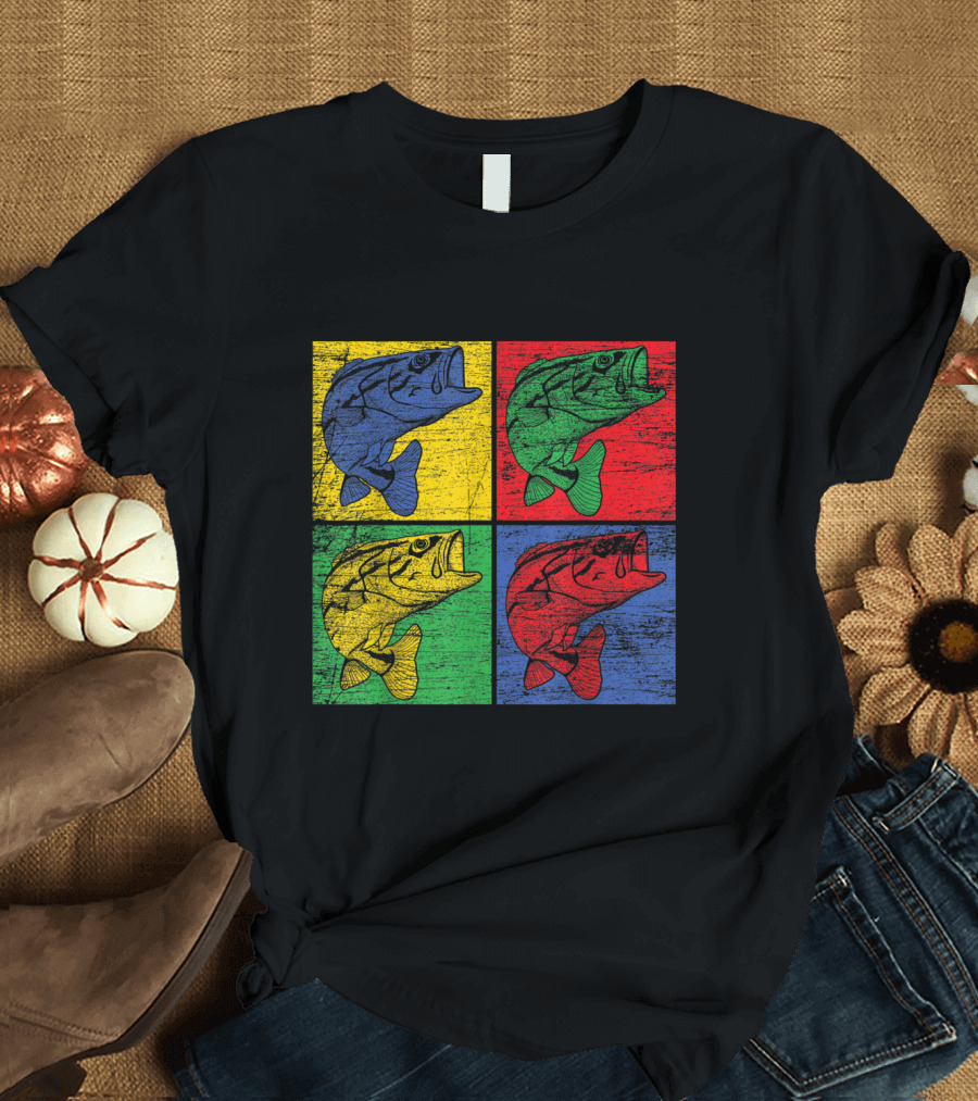 Pop Art Fish Andy Warhol Style Bass Quadrant T-Shirt