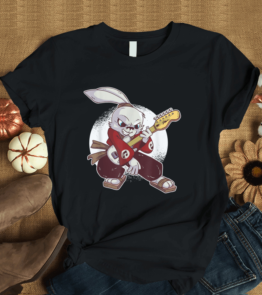 Samurai Rabbit Electric Guitar Stance T-Shirt