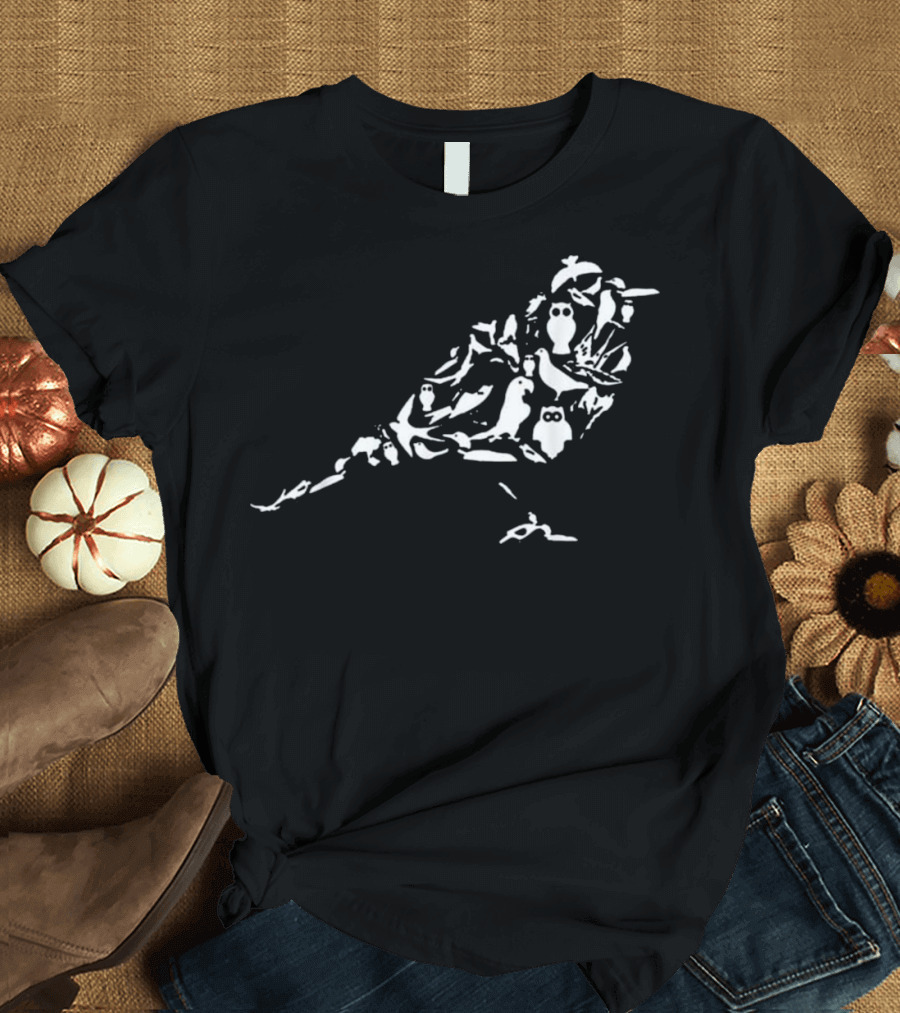 MY BIRD ING Bird Shaped Compilation with Owl and Other Birds T-Shirt