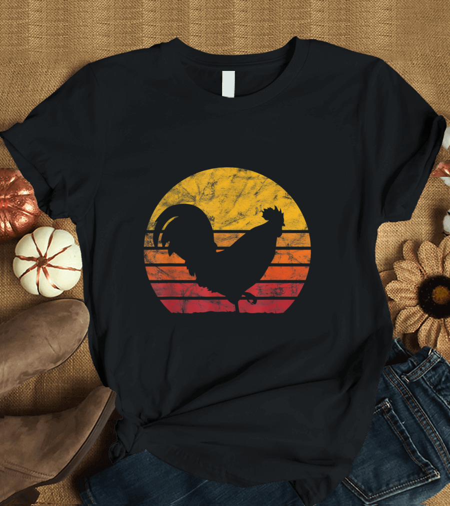 Vintage Eighties Chicken Roos Retro Sunset T-Shirt