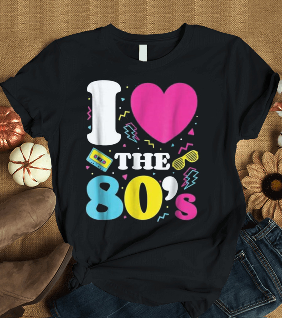 I Heart the 80's Cassette Sunglasses Retro Lightning T-Shirt