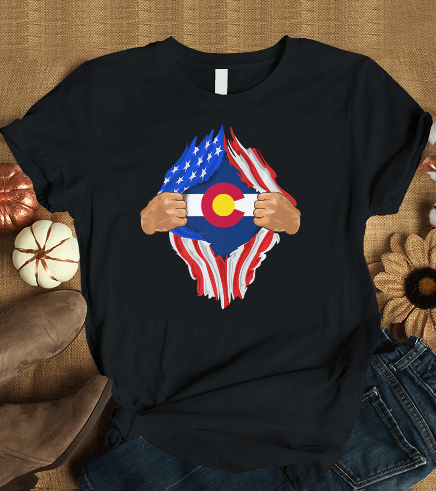 Colorado Roots Inside State Flag American T-Shirt