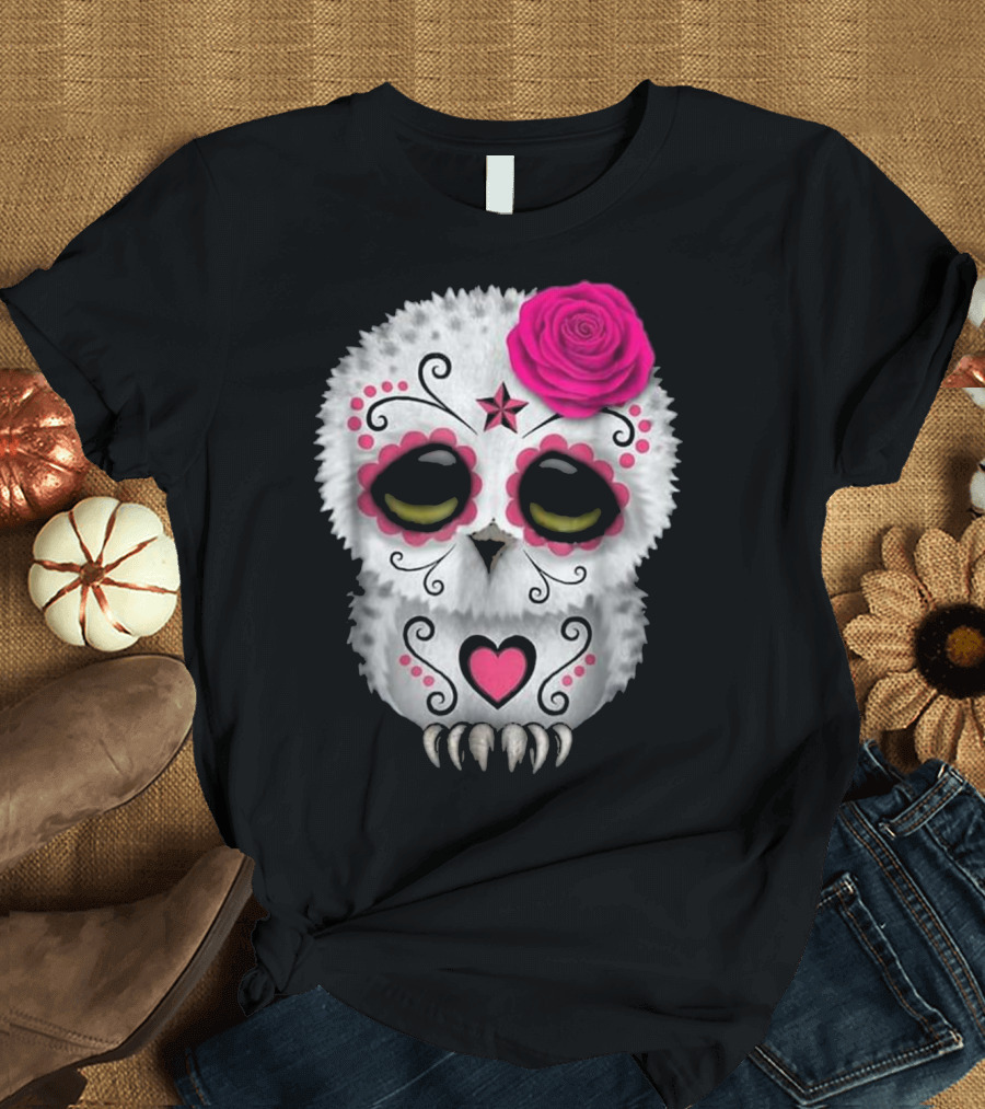 Sugar Skull Owl Día de los Muertos T-Shirt