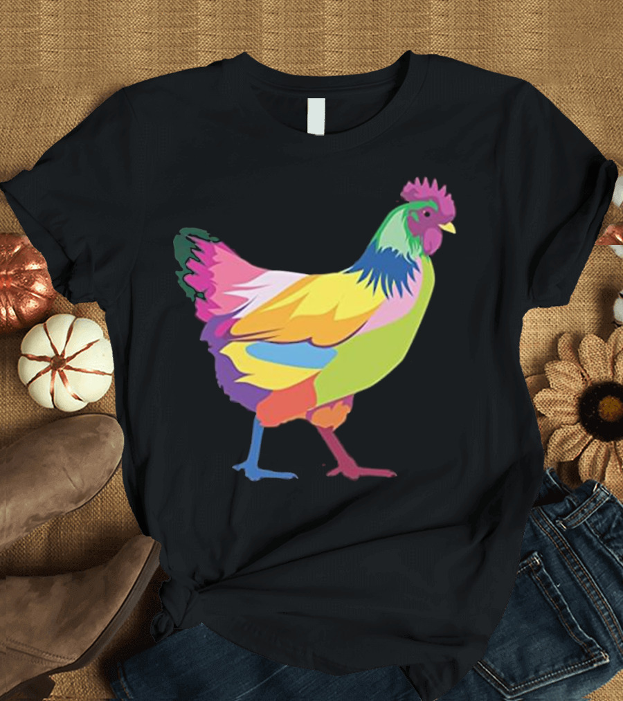 Colorful Chicken Rainbow Hen Multicolor Poultry T-Shirt