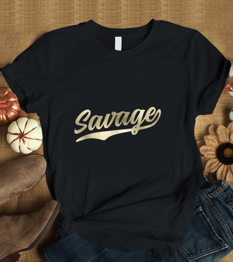 Savage 1970s Baseball Golden Script T-Shirt
