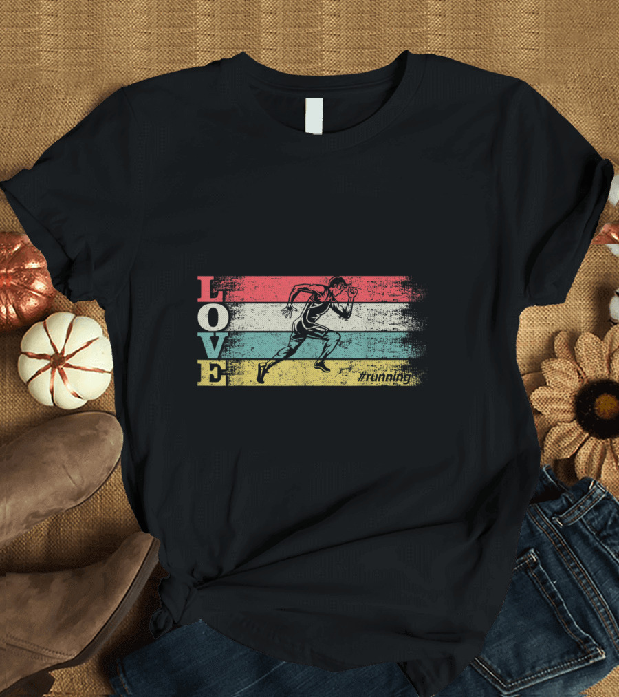 LOVE Running Vintage Stripes Athlete T-Shirt