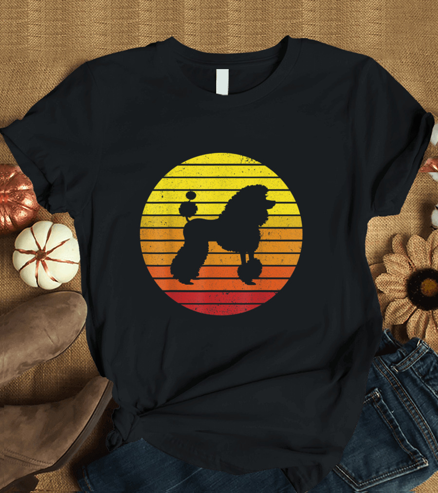 Vintage Poodle Retro Sunset T-Shirt