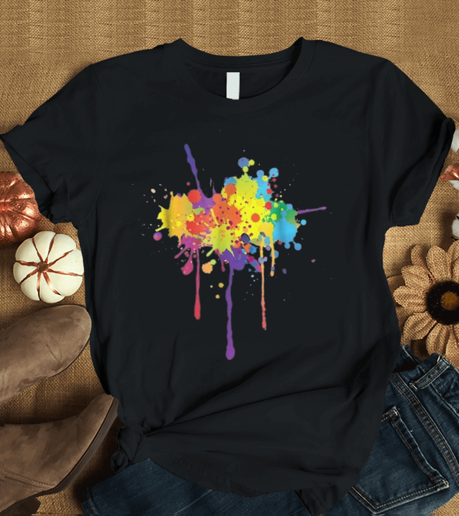 Colorful Rainbow Paint Splatter Explosion T-Shirt