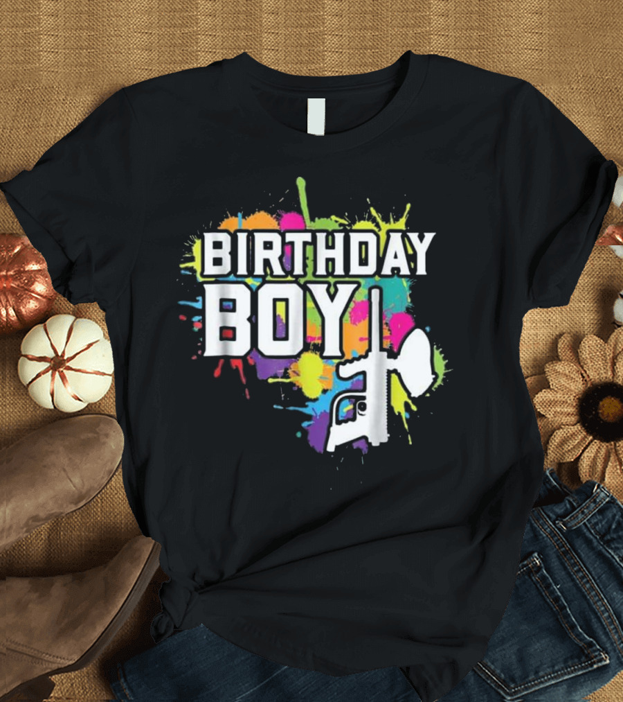 Birthday Boy Paintball Splatter Gun Party T-Shirt
