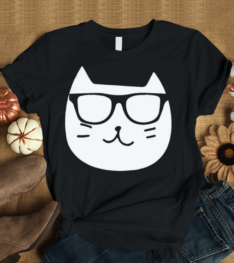 Glasses Meme Funny Cat Hipster T-Shirt
