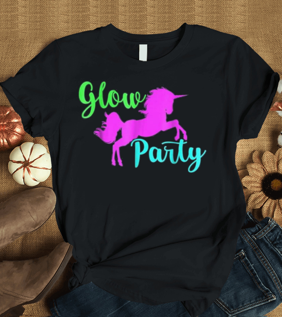 Glow Party Neon Unicorn Disco 90's T-Shirt