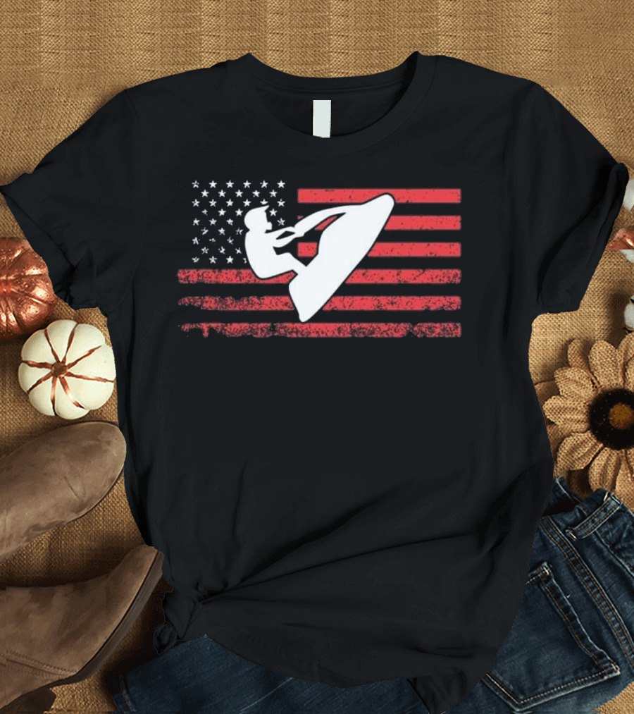 Jet Skiing American Flag T-Shirt