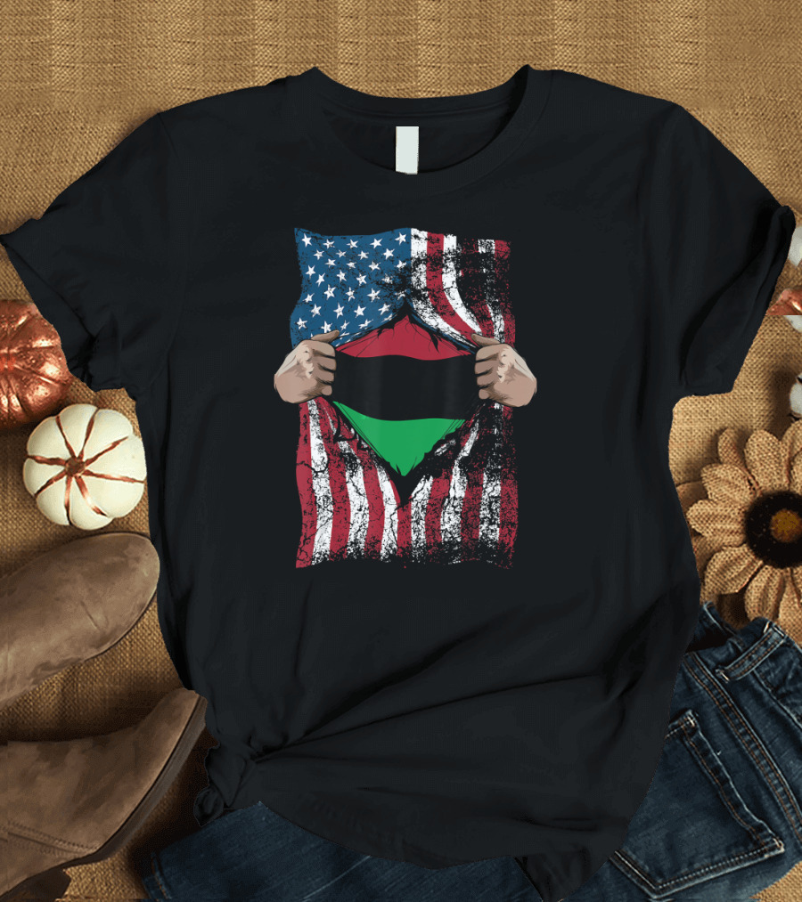 Pan African UNIA Flag American Patriotism Afro Amer Heritage T-Shirt