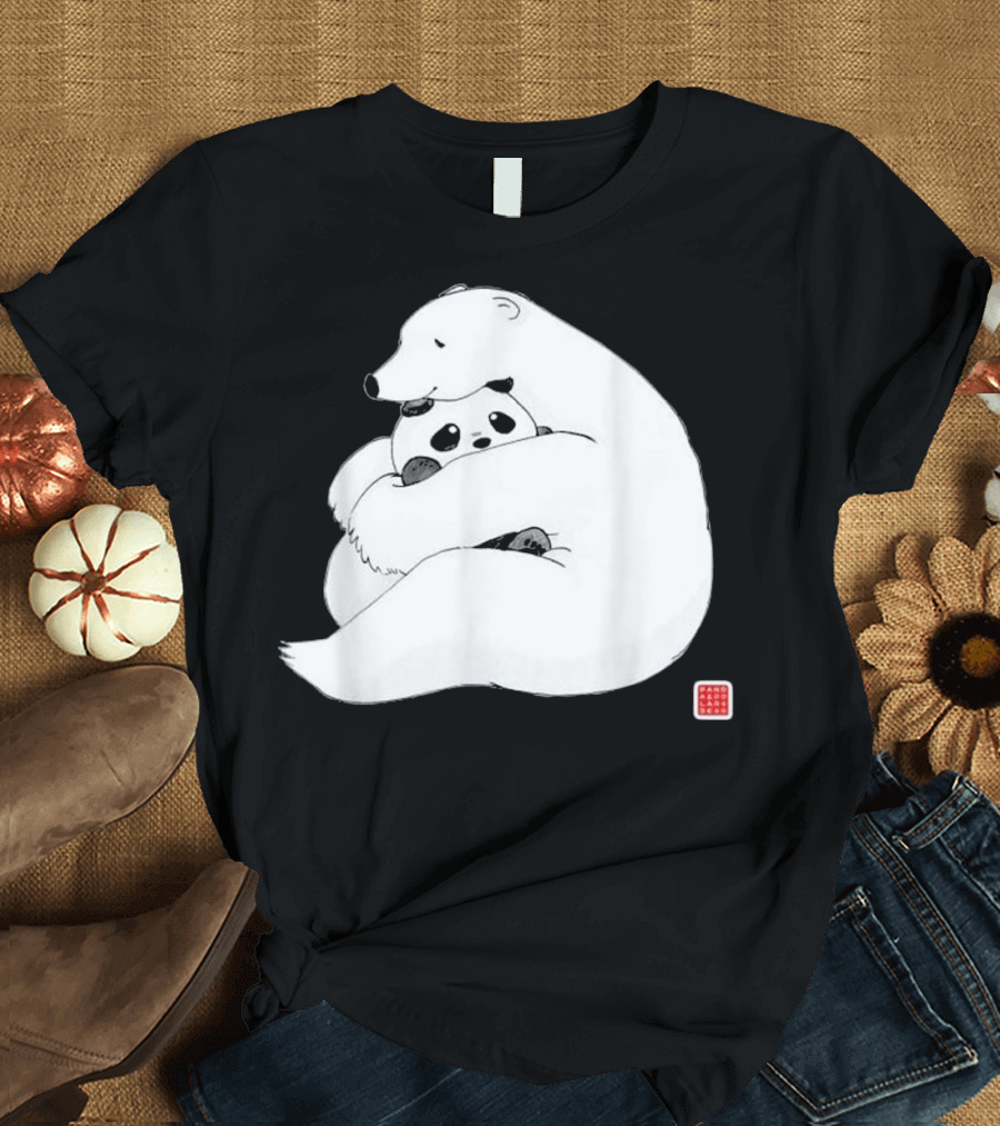 Panda And Polar Bear Hug Warm Embrace T-Shirt