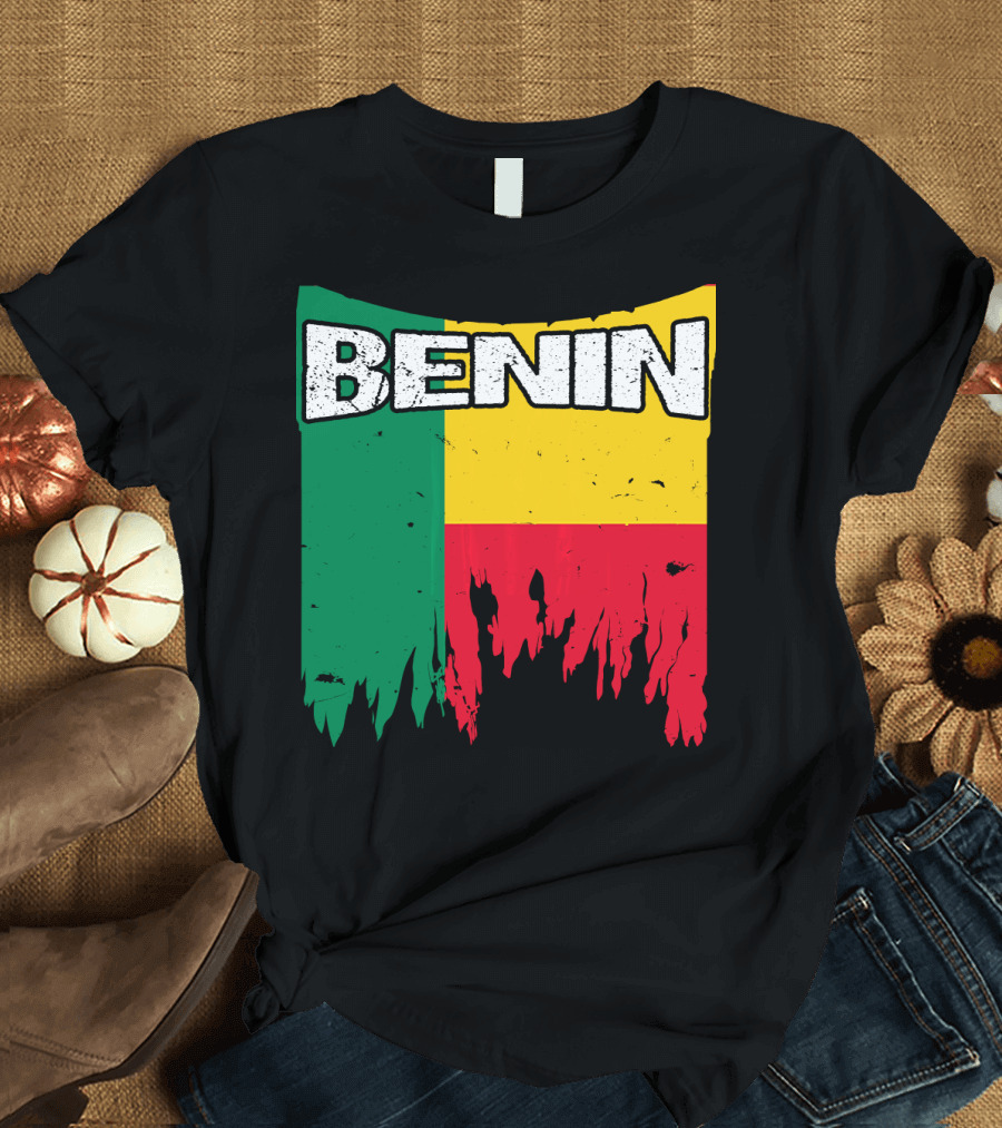 Benin Flag Distressed Country Pride Benin T-Shirt