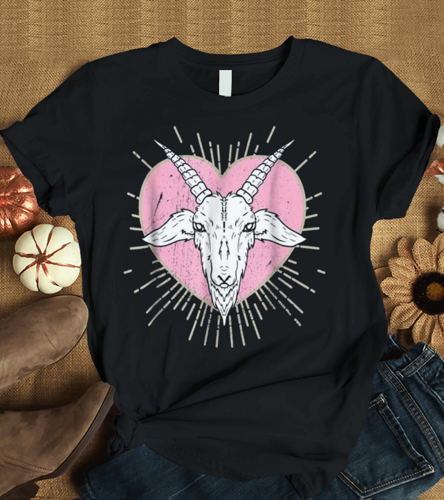 Baphomet Goat Occult Satanic Heart T-Shirt