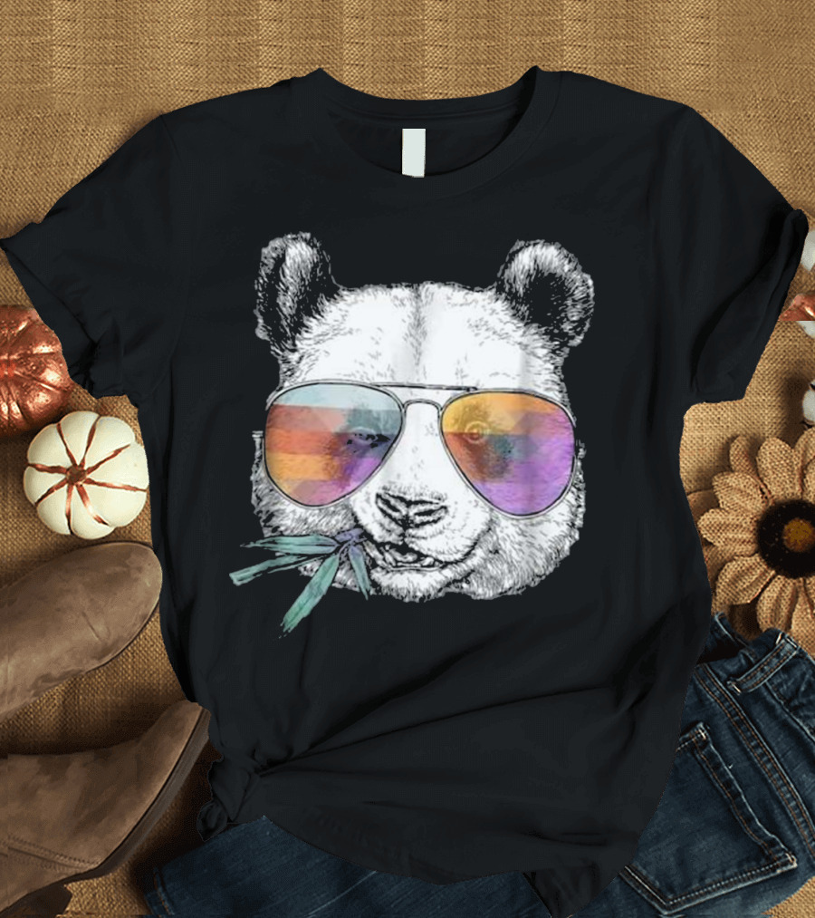 Cool Panda With Sunglasses Eating Bamboo T-Shirt
