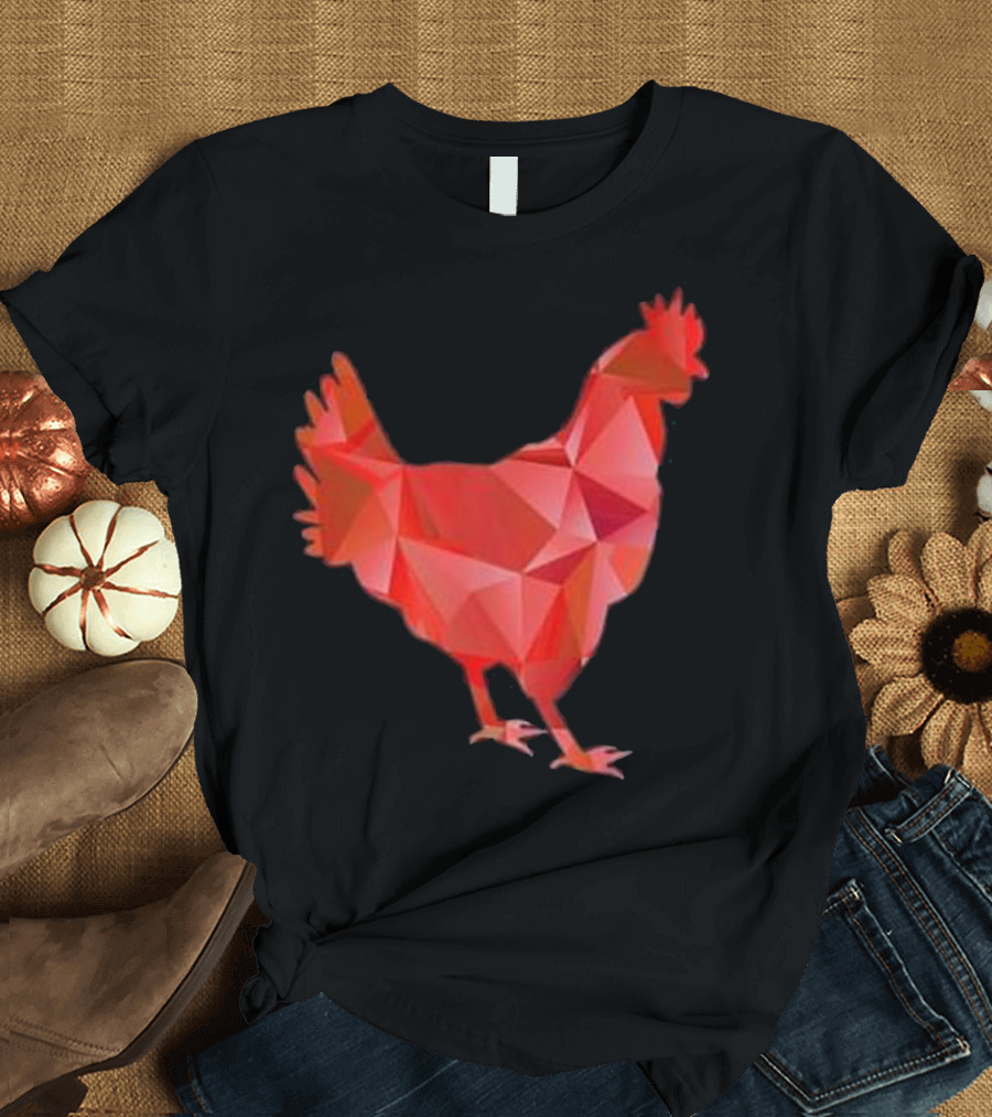 Funny I Love Crazy Chicken Farmer Geometric Chicken T-Shirt