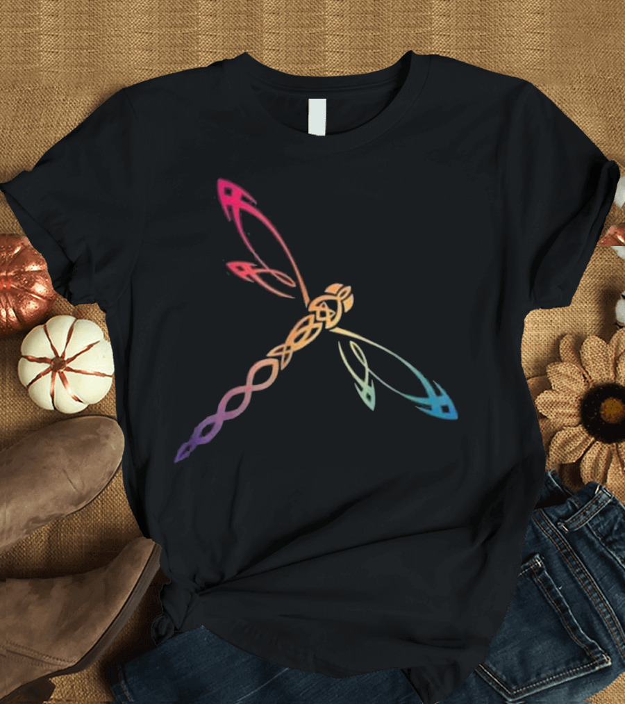 Dragonfly Sassenach Gaelic Rainbow Tribal T-Shirt