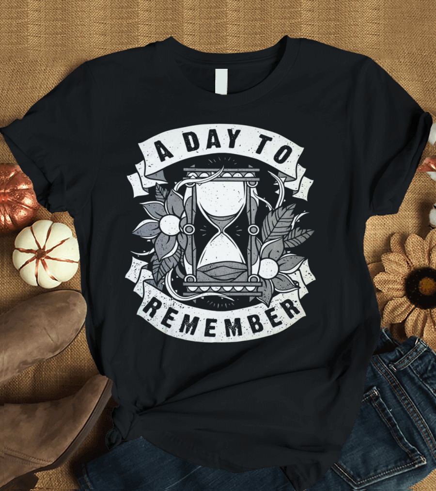 A Day To Remember Vintage Hourglass and Botanical Elements T-Shirt