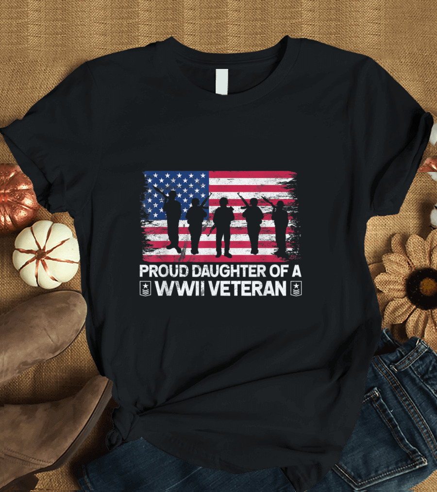 Proud Daughter of a WWII Veteran American Flag T-Shirt
