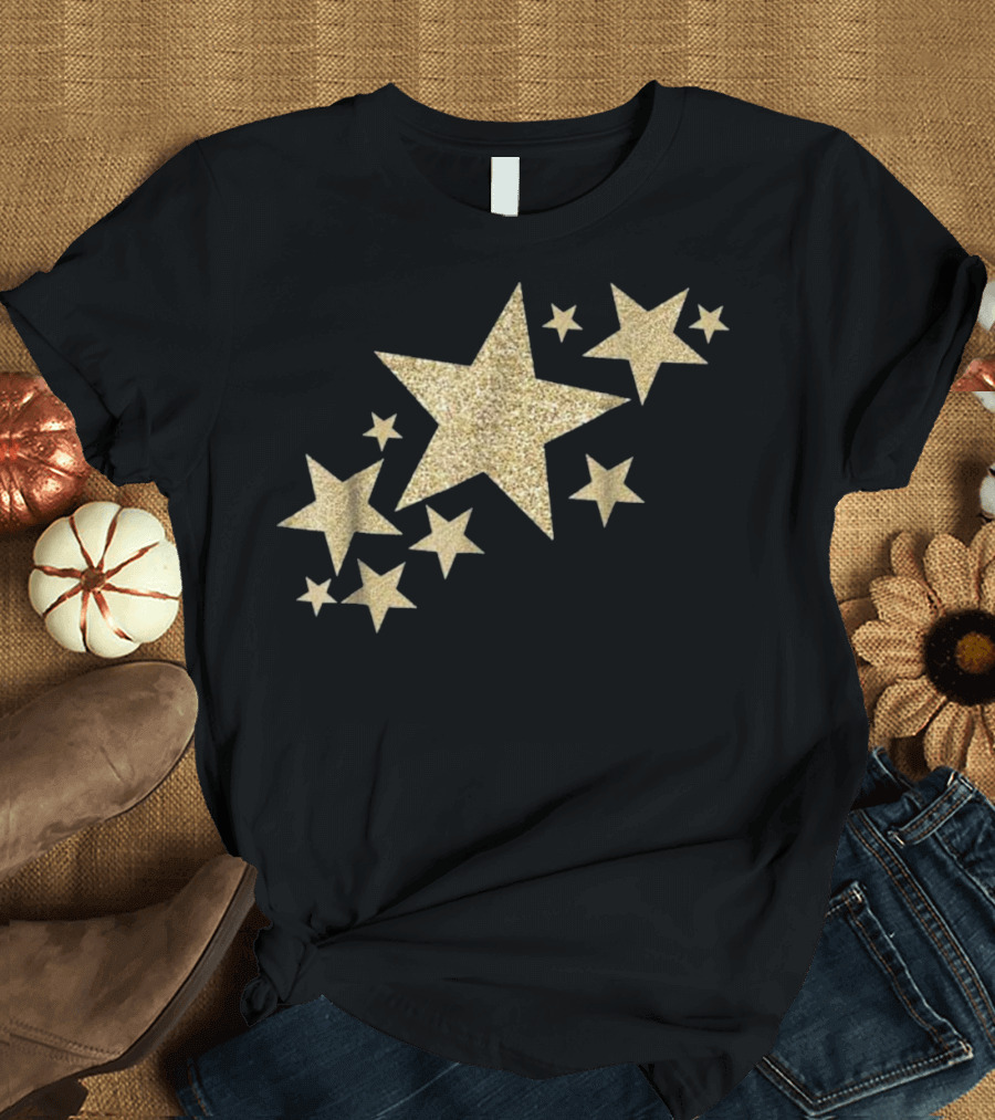 Gold Glitter Stars Streak T-Shirt