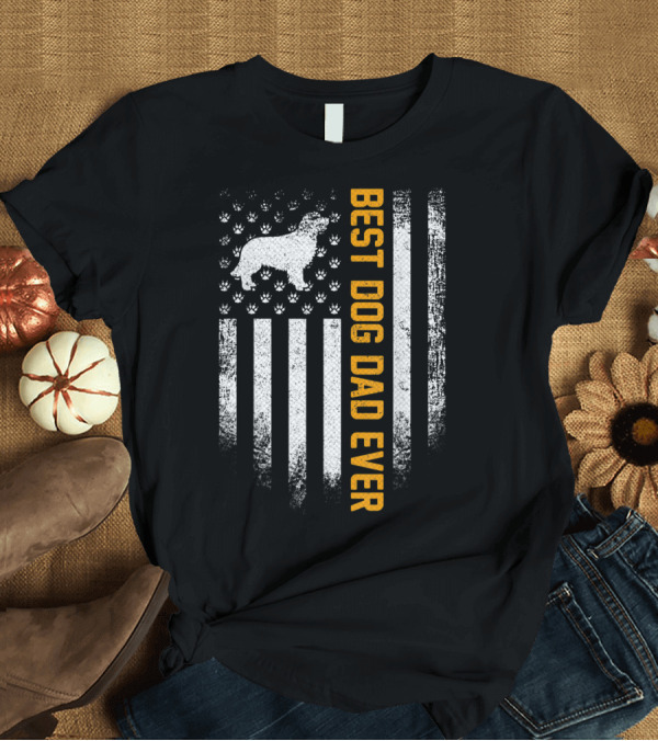 T-Shirt: Best Dog Dad Ever Vintage USA Golden Retriever Flag T-Shirt Best Dog Dad Ever Vintage USA Golden Retriever Flag T-Shirt
