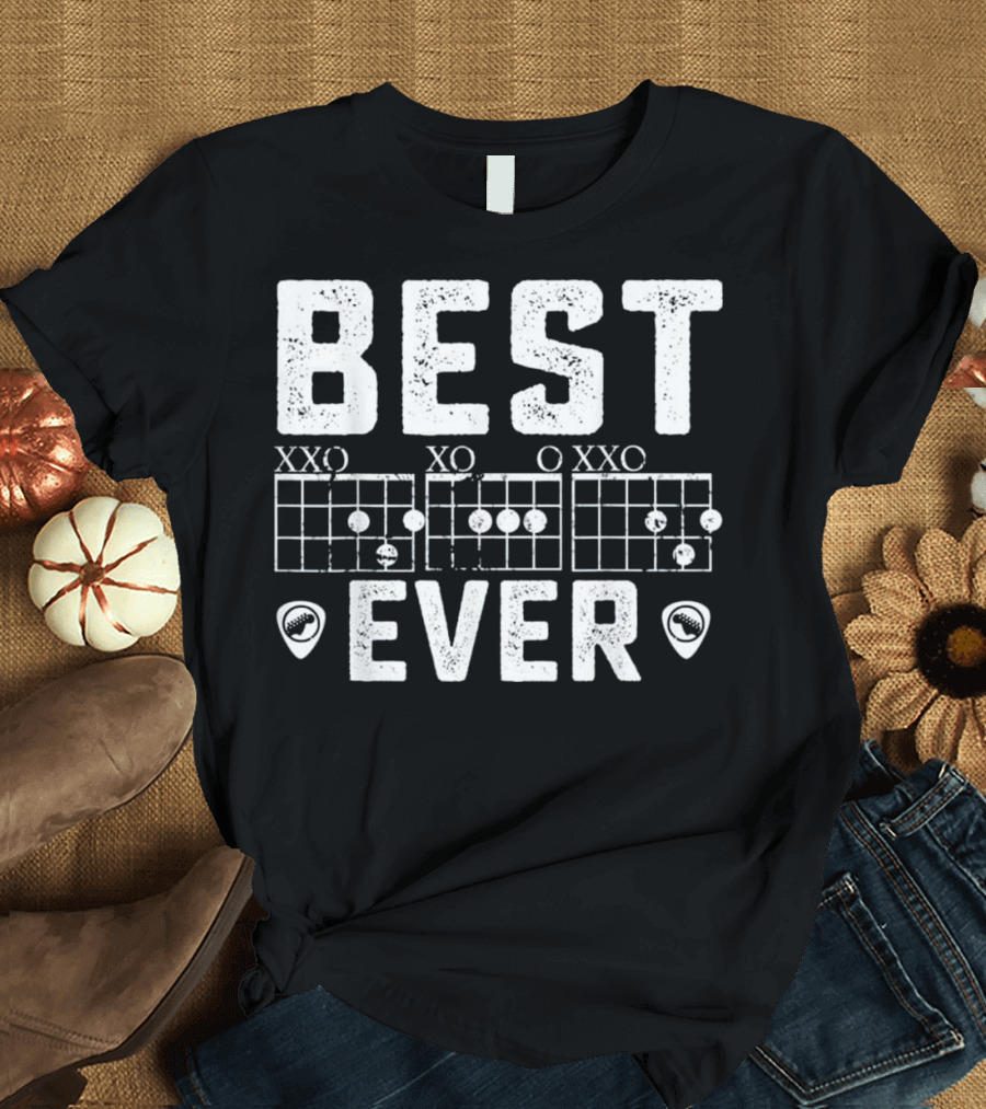 BEST DAD EVER GUITAR FUNNY GUITA CHORDS PICKS T-Shirt