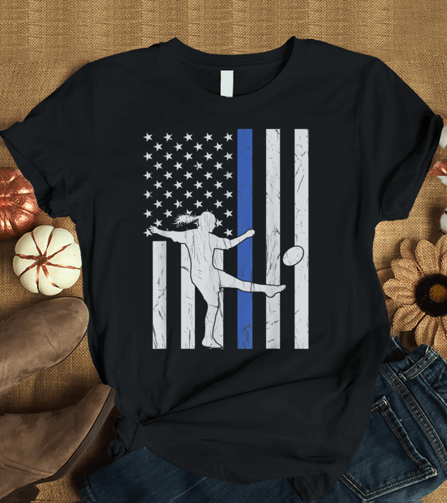 Vintage USA Flag Best Rugby Mom Female T-Shirt