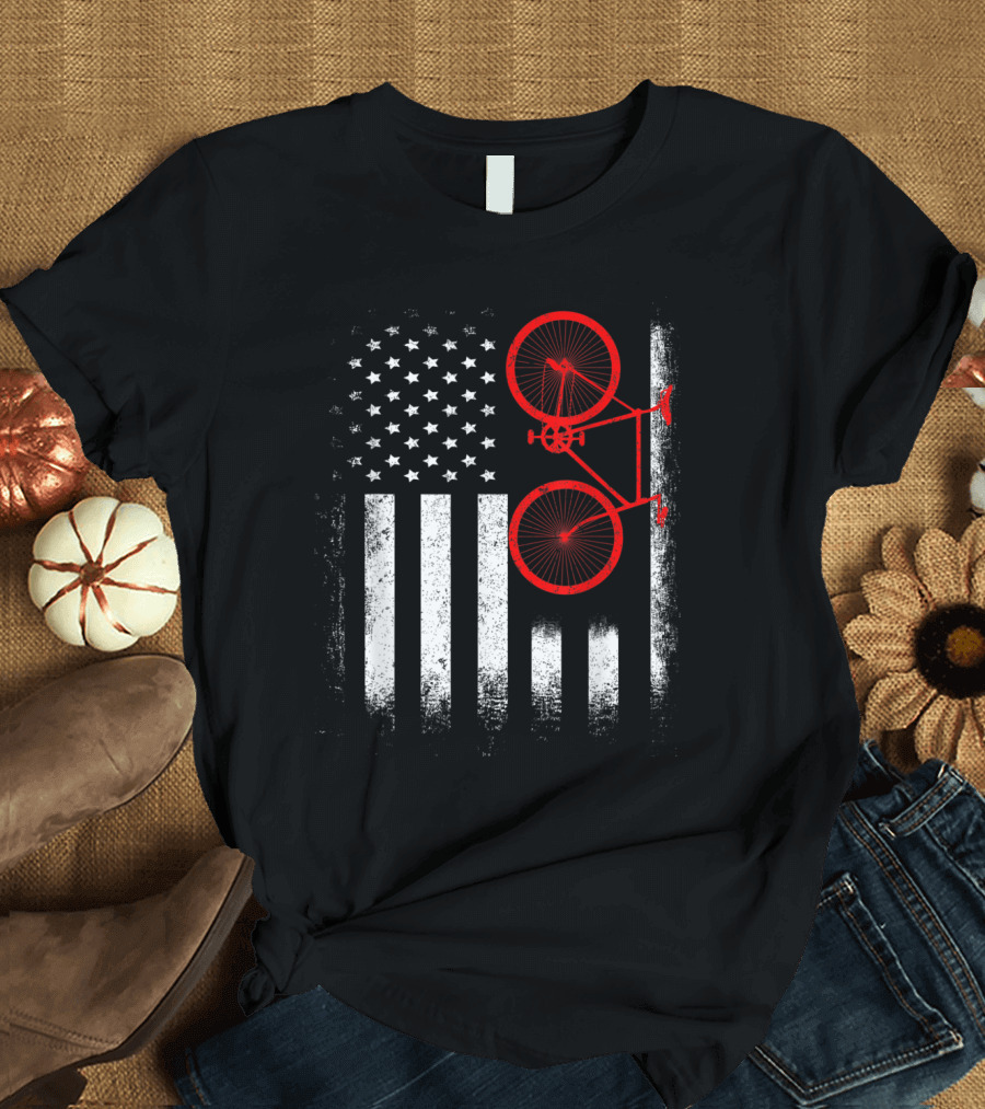 Vintage USA Bicycle American Flag Cyclin T-Shirt