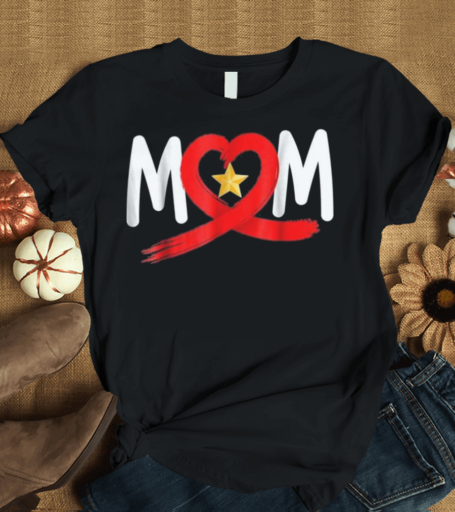 Gold Star Mother's Day Mom Heart T-Shirt