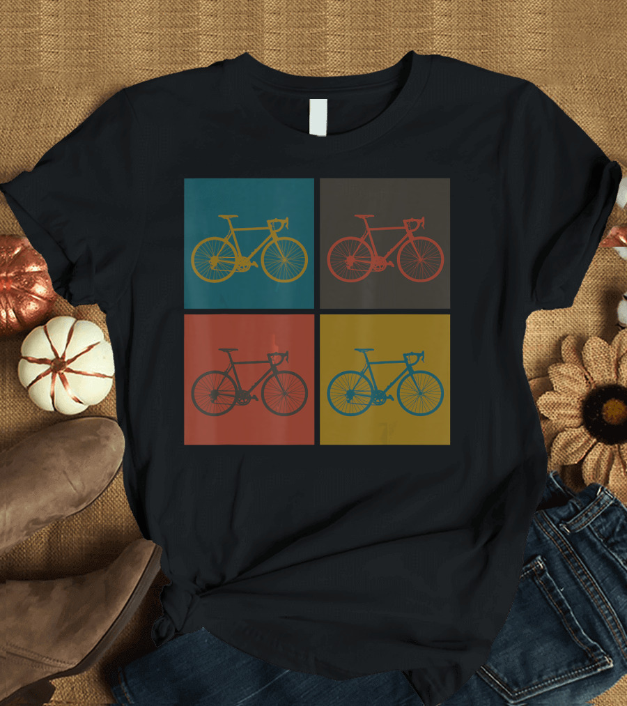 Pop Art Funny Cycling Cyclist Bike Rider Quadrant T-Shirt