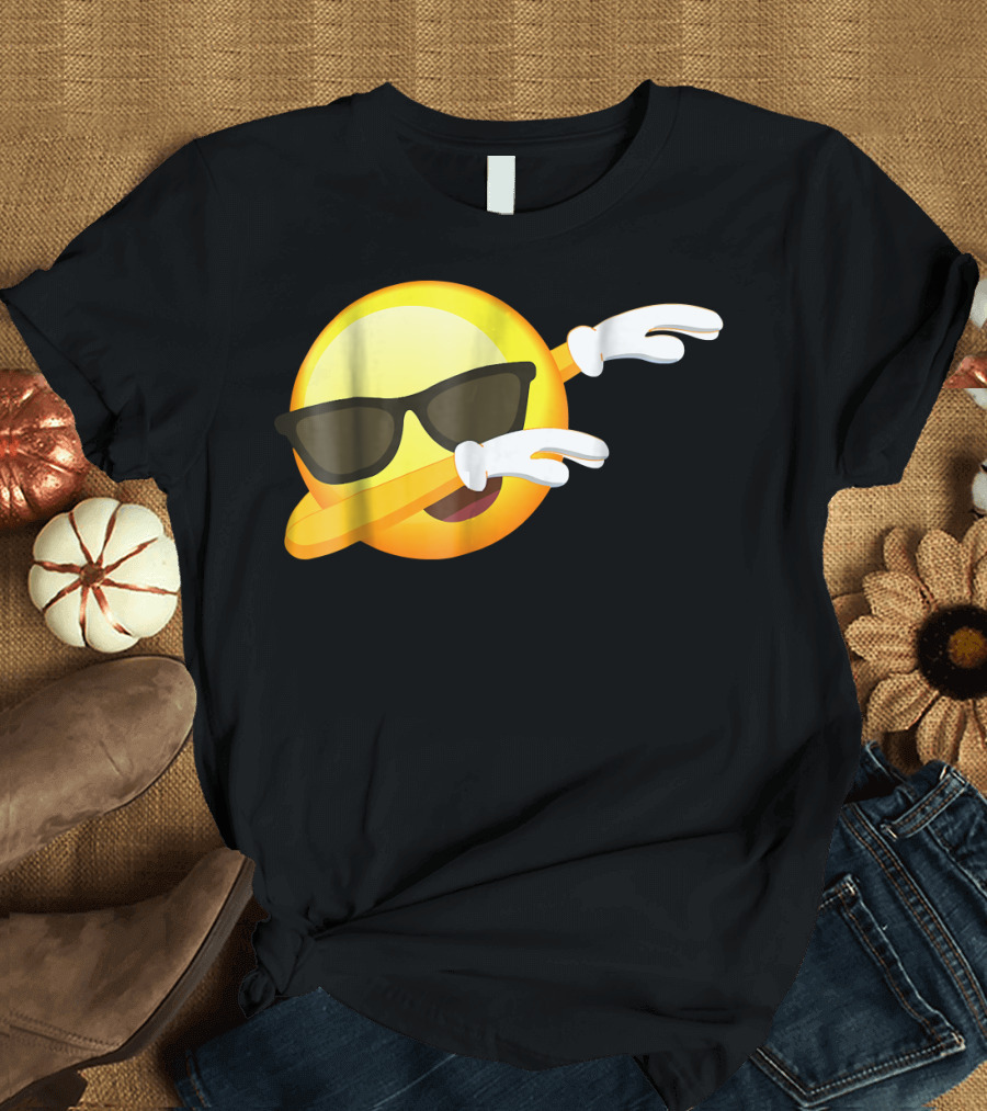 Funny Dabbing Emoji Cool Dab Sunglasses Emoji T-Shirt
