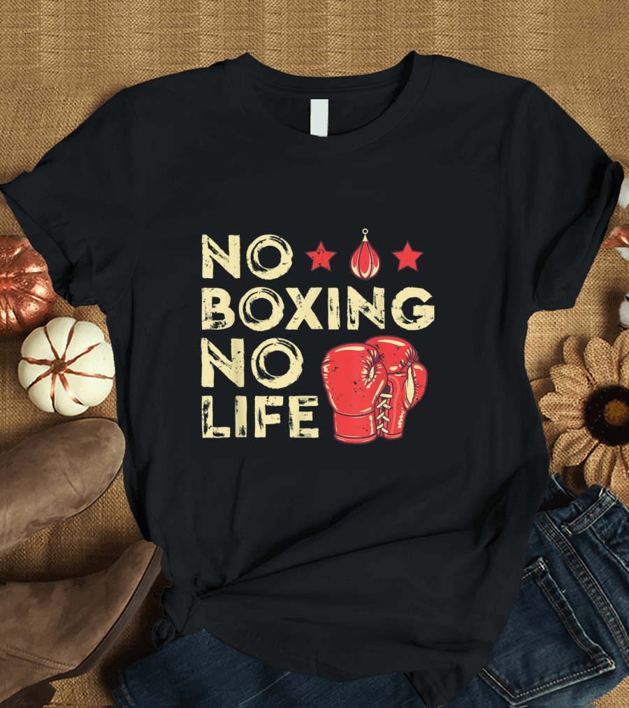 No Boxing No Life Red Gloves and Stars T-Shirt