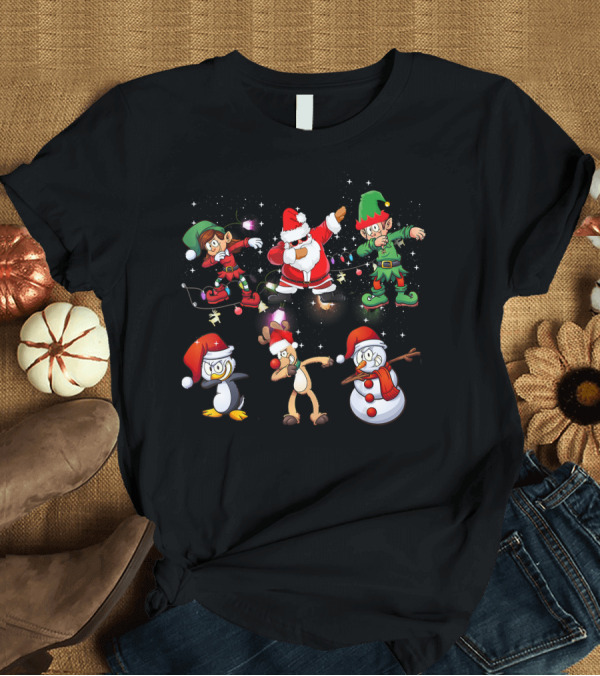 T-Shirt: Dabbing Santa Elf Penguin Reindeer Snowman Christmas Friends T-Shirt Dabbing Santa Elf Penguin Reindeer Snowman Christmas Friends T-Shirt