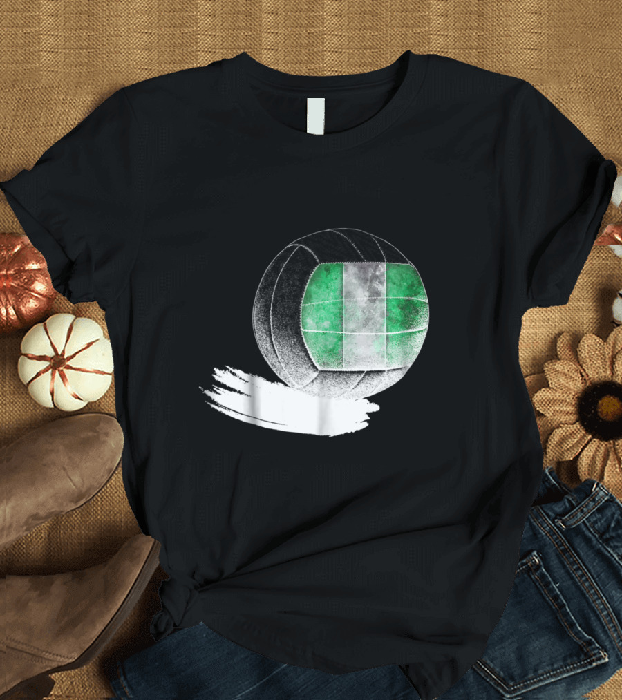 Vintage Nigeria Flag Volleyball Soccer Fusion T-Shirt