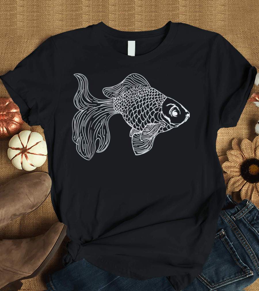 Goldfish Artistic Gold Fish Line Drawing T-Shirt