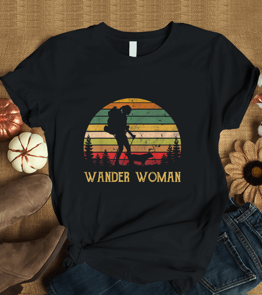 Wander Woman Hiking Retro Stripes Vintage T-Shirt