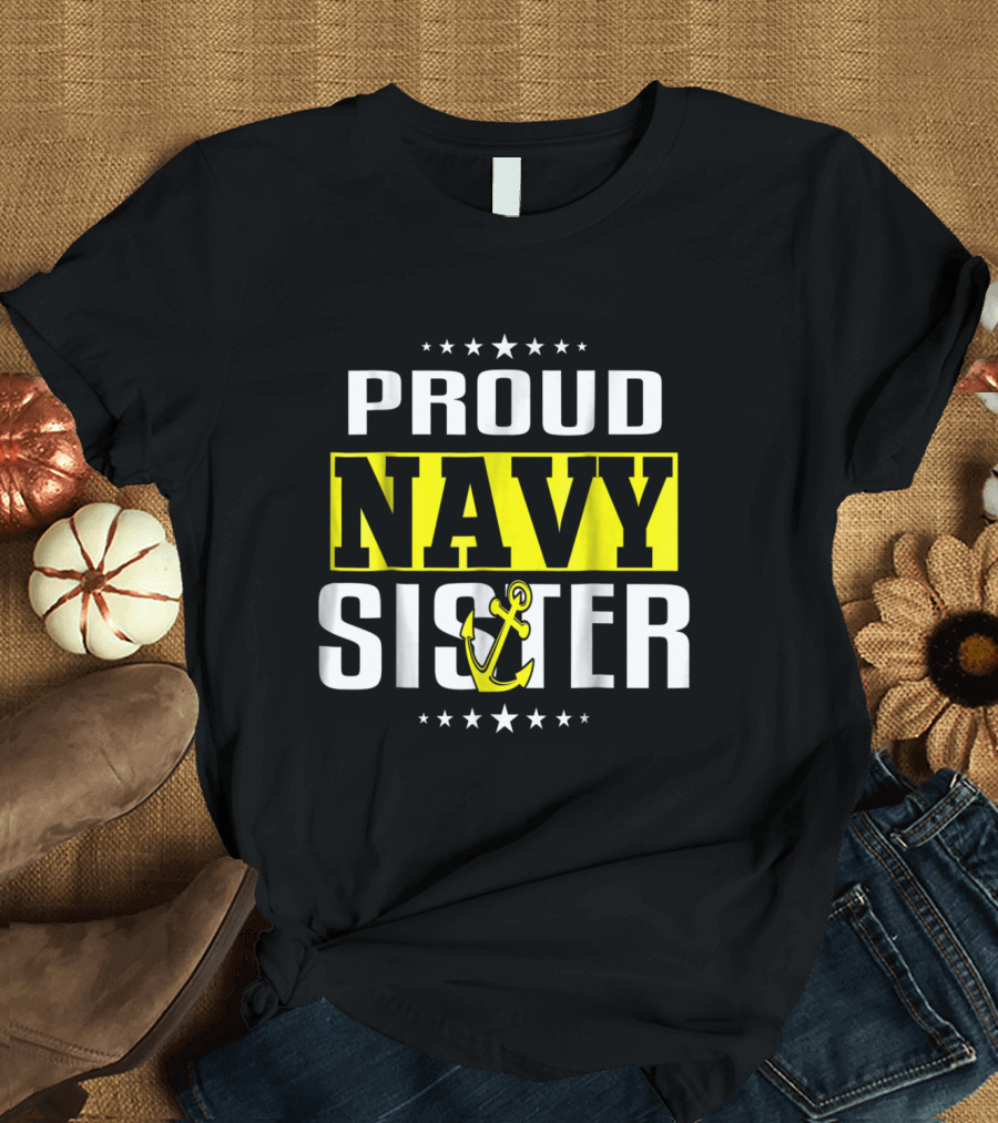 Proud Navy Sister Anchor Stars T-Shirt