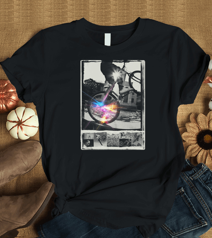 Cosmic Star Burst BMX Bike Riders Photocollage Explosion T-Shirt