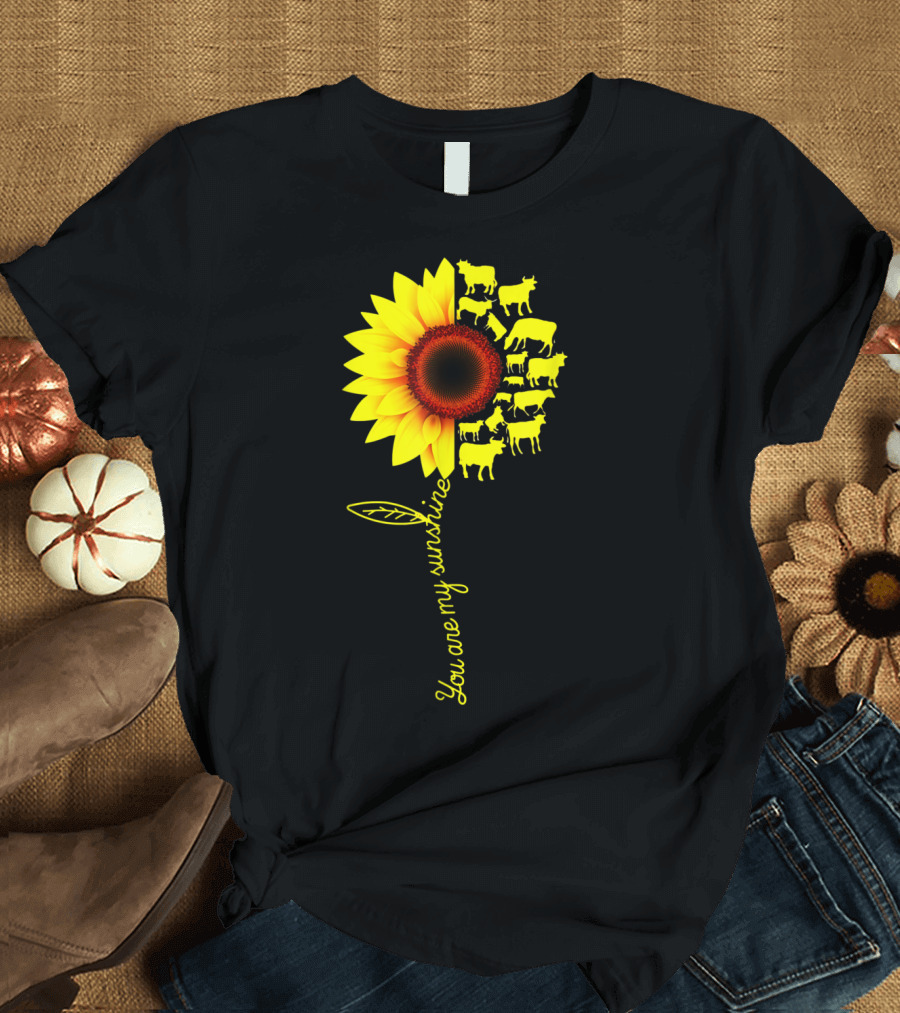 You Are My Sunshine Sunflower with Yellow Cows T-Shirt