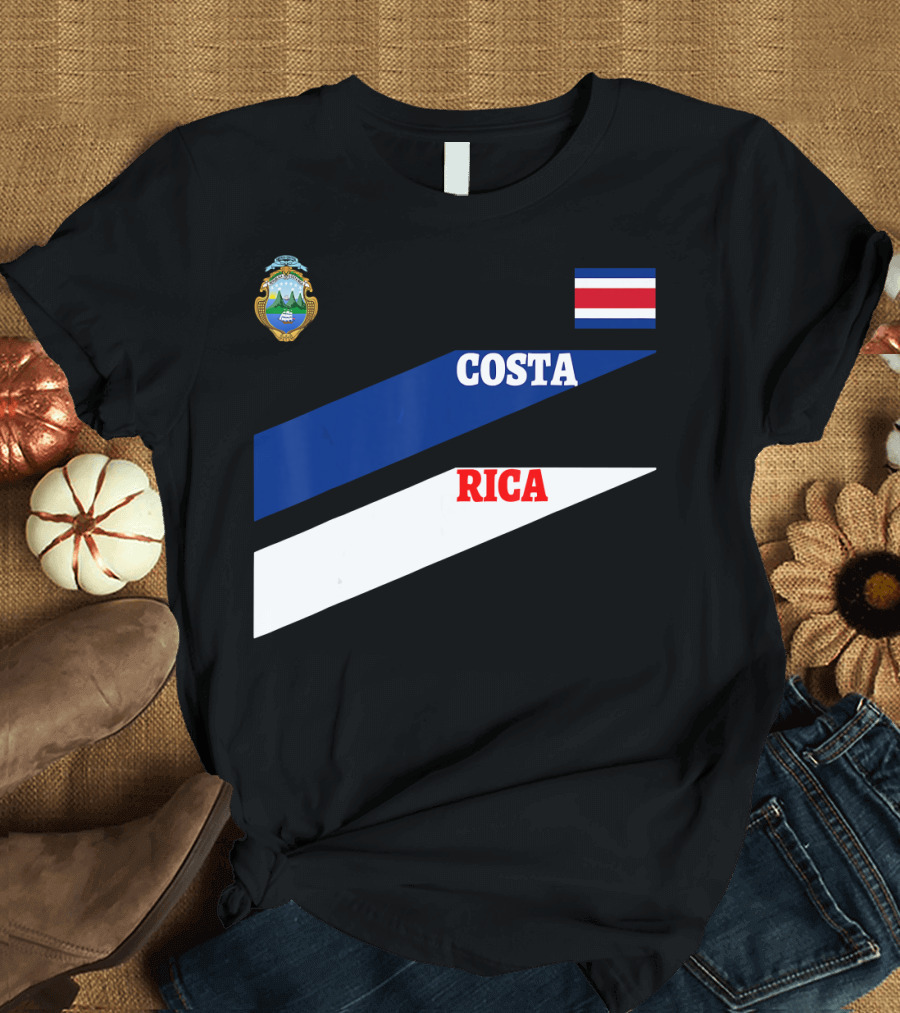 Costa Rica Flag Colors Emblem Soccer Travel T-Shirt