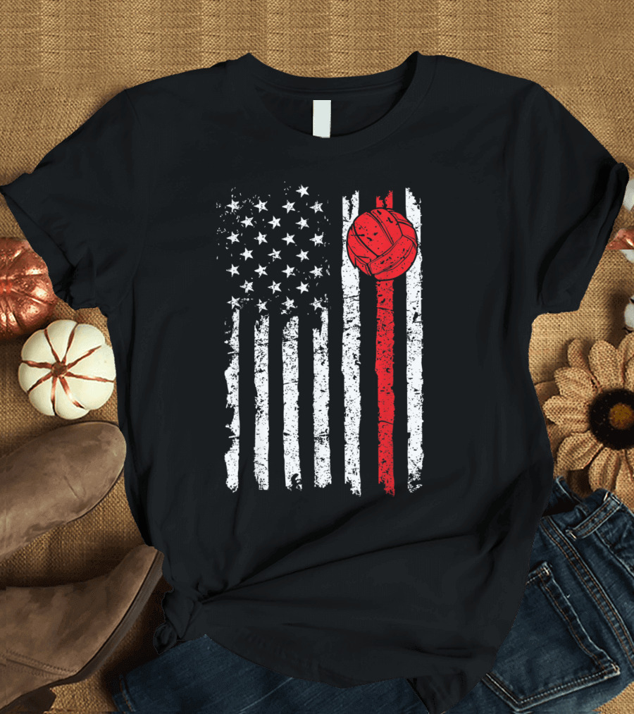 USA Flag Volleyball T-Shirt