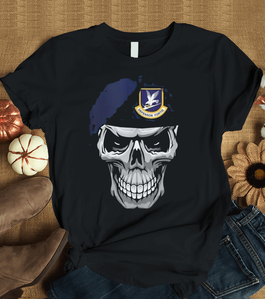 Air Force Security Forces Defensor Fortis Skull Beret T-Shirt