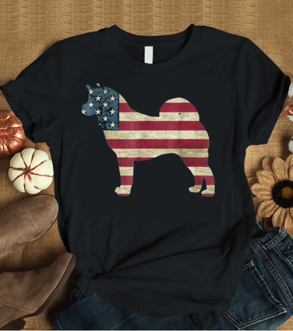 T-Shirt: Akita Hound Dog Patriot Flag T-Shirt Akita Hound Dog Patriot Flag T-Shirt