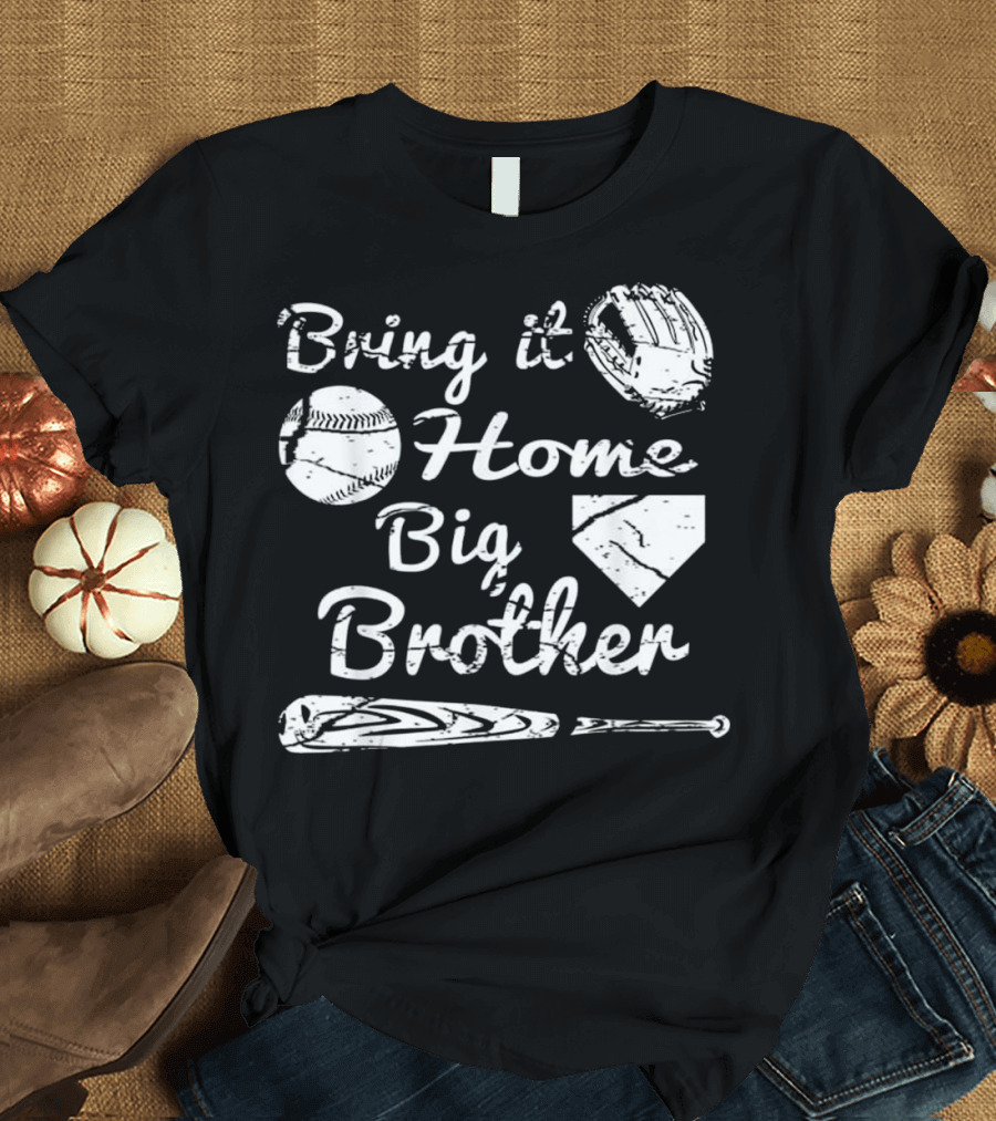 Bring It Home Big Brother Baseball Glove Bat Diamond T-Shirt