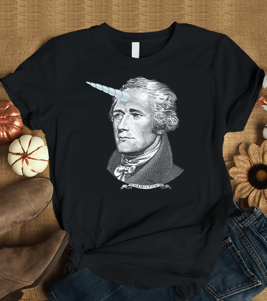 Alexander Hamilton Unicorn Horn Bust Image T-Shirt